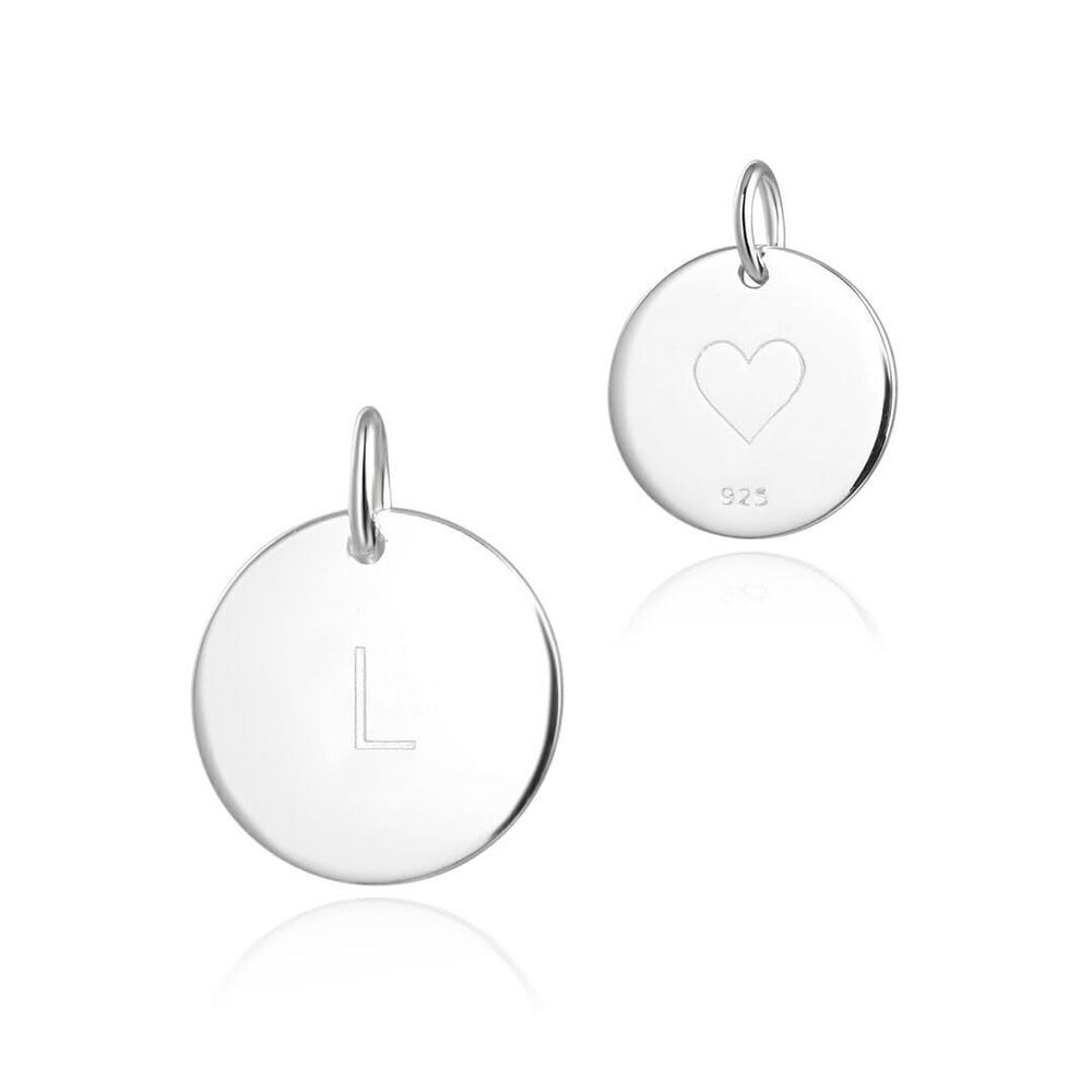 8675 2pcs Real 925 Sterling Silver 12mm Letter L Charm Cute Heart Engraved